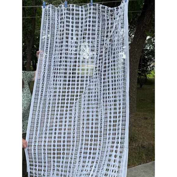 Vintage Retro Mod 1970's Woven Op Art Optical Curtain Fabric ~ White - Picture 1 of 6